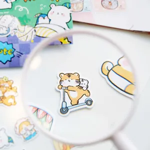 Cute cartoon tiger scooter sticker decorative journal cute stationery cute decal art
