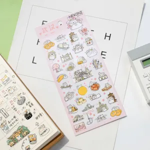 NEKONI cute animal city travel theme waterproof PVC planner sticker fine detail view
