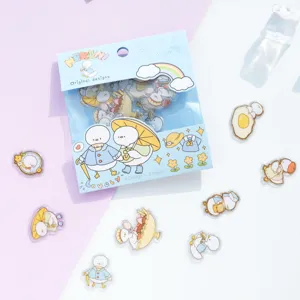 Close-up detail of cute cartoon duck decorative stickers set, ideal for planner diary crafts.
