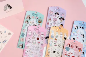 Cute girl rabbit theme decorative PVC planner stickers for journaling crafts supplies