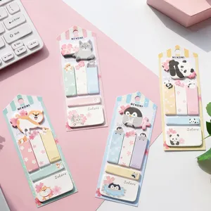 Nekoni Sakura notas adhesivas bonitas animales marcapáginas papelería kawaii set