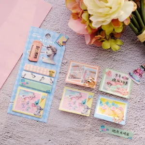 NEKONI vaporwave esthetische zelfklevende notities leuke dagboek stickers bladwijzers