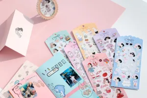 Cute cartoon sticker sheets aesthetic decorative PVC stickers for journal scrapbooking DIY crafts