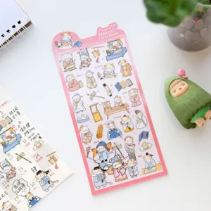Cute Nekoni cat decorative sticker sheet, waterproof PET material for mobile or journal.