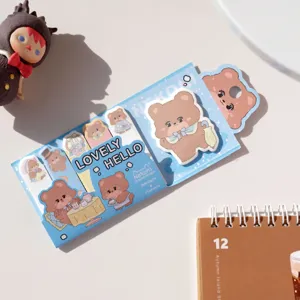 Cute bear sticky notes memo pad set creative stationery bookmark student school supplies