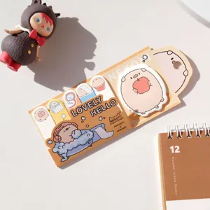 Cute NEKONI animal sticky notes set, creative cartoon pig memo pads for student study planner.