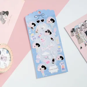 Cute cartoon sticker sheet for journal decorating, waterproof PVC handbook DIY decal.