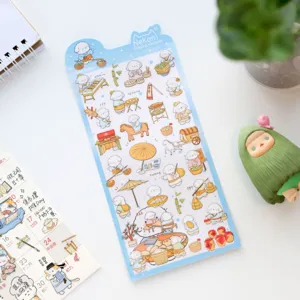 Cute waterproof PET cartoon dog sticker sheet for journaling and cute DIY decoration