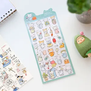 Cute cartoon animal PET stickers, waterproof planner and phone decorative sticker sheet details.