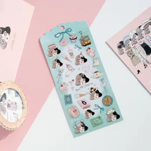 NEKONI cute girl PVC decorative stickers for journal diary scrapbooking, sweet aesthetic design.
