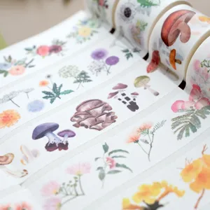 Set di nastro washi botanico fiori funghi piante acquerello per journaling artigianato fai da te