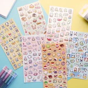Cute Animal Dinosaur Hippo Cat Food Decorative PVC Stickers Planner Stationery Scrapbook DIY Decals Pack