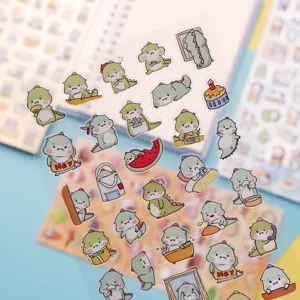 Cute cartoon dinosaur clear PVC decorative stickers for diary scrapbooking and journaling