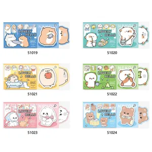 NEKONI cute animal sticky notes set, cartoon hamster and bear memo pads, 6 designs, stationery.