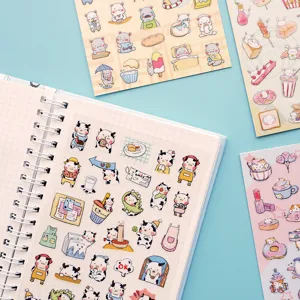 Cute cartoon animal and food PVC decorative planner stickers set for journal crafting DIY arts.