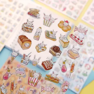 Cute rabbit food PVC decorative stickers for journaling scrapbooking crafts waterproof design sheet