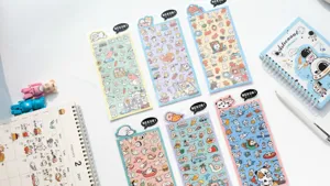 Cute animal decorative PVC sticker sheets set, featuring sheep, cats, pandas and seals for journaling.