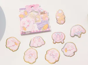 Pack de pegatinas de lámina dorada de conejo tierno NEKONI, calcomanía para diario.
