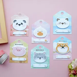 Cute Animal Sticky Notes Watercolor Shiba Inu Dog Pig Cat Duck Memo Pads Cartoon Student Page Markers Stationery Gift