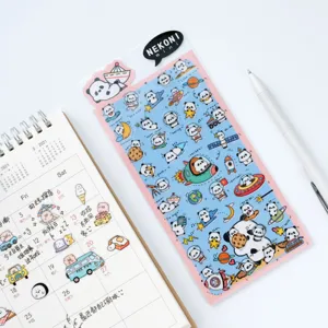 Cute panda space theme decorative PVC sticker sheet for journaling and daily planners.