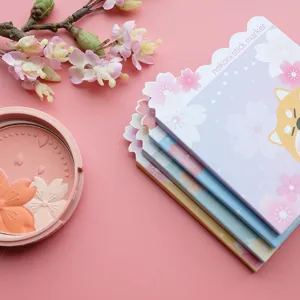 Detailed shot of cute Nekoni stick markers with cherry blossom edge and Shiba design.