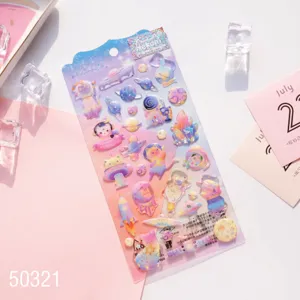 Nekoni space cat puffy epoxy stickers set for journaling, cute planner decoration decals.