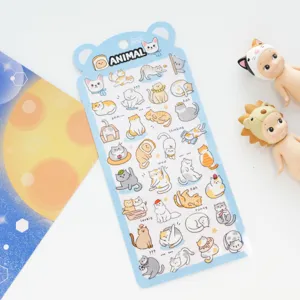 Cute animal waterproof PVC sticker sheet for phone, water bottle and diary decoration.