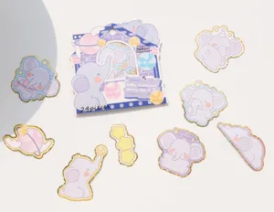 NEKONI pegatinas papel elefante lámina oro, 24 pzs lindo diario decoración teléfono.