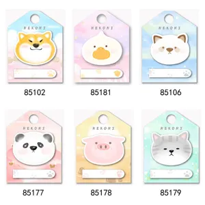 NEKONI Cute Animal Sticky Notes Bookmarks Watercolor Memo Pads Set for Students 6Pcs