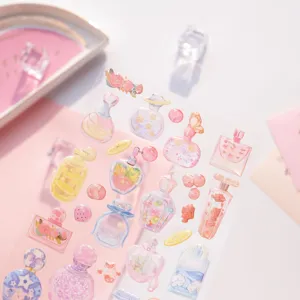 Dreamy perfume bottle epoxy stickers for journal decoration, transparent DIY crafts.
