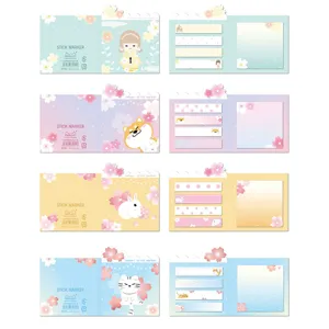 Cute Cartoon Cherry Blossom Animal Sticky Notes Memo Pads Student Stationery Sticky Page Markers School Office Supplies