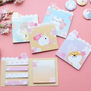 Cute nekoni sticky notes memo pad set with cute rabbit dog girl designs for daily journaling.
