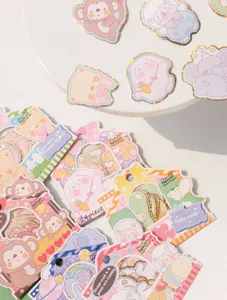 Pegatinas de papel de animales bonitos dorados Nekoni para decoración de teléfono y diario.