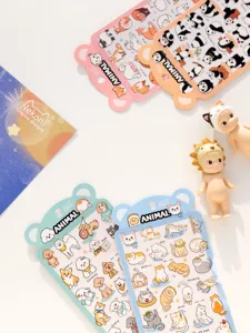 Cute cartoon animal waterproof PVC stickers set, perfect for phone and journal decoration.