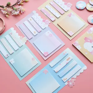 Cute pastel sticky notes set with cat dog rabbit and cherry blossom for bullet journaling.