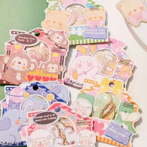Lindas Pegatinas de Papel de Animales de Dibujos Animados Paquete de Pegatinas Decorativas para Teléfono Diario Scrapbooking Manualidades
