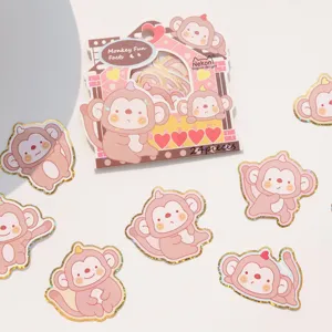 Set de pegatinas de papel de mono lindo Nekoni con lámina para diario y decoración.
