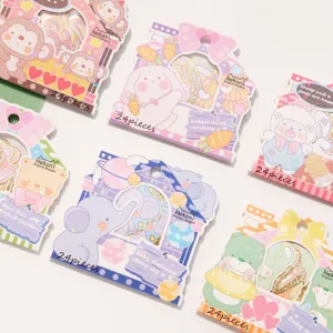 NEKONI lindo animal bronceado papel pegatinas paquete, 24 piezas teléfono y diario decoración.