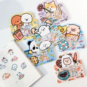 Cute Nekoni cartoon animal sticker packs for scrapbooking journaling DIY crafts decor.