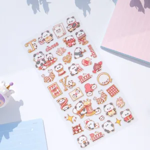 Joli autocollant en PVC étanche panda pour journal intime, coque de téléphone et agenda.