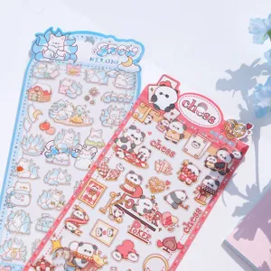 Feuilles autocollantes mignonnes de panda et de renard en PVC imperméable pour décor de téléphone.