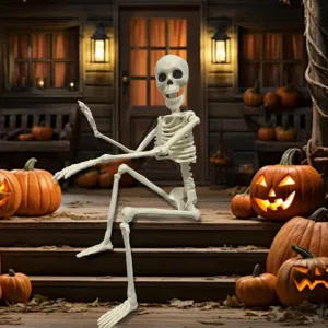 Accessoire de squelette en plastique articulé 40cm pour décoration d'Halloween jardin