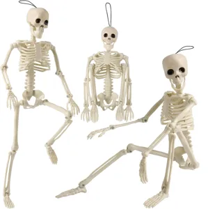 Trois modèles de squelettes en plastique Halloween de 40 cm réglables pour la décoration