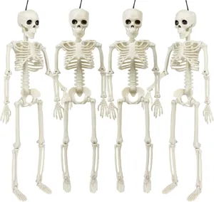 Lot de quatre squelettes d'Halloween en plastique réglables de 40 cm à suspendre