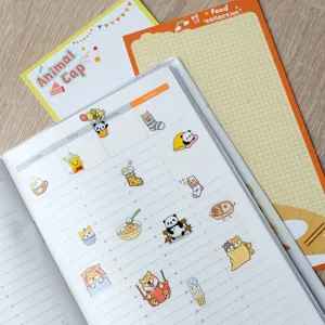 Cute animal shiba inu and cat panda planner sticker set, decorative journal stationery details.
