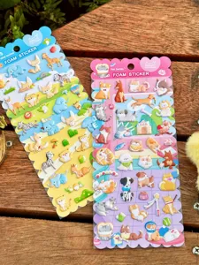 Cute 3D foam stickers, cartoon animals cats and dogs, decorative stickers for phone and cup.