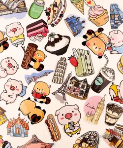 Paquete de pegatinas de dibujos animados lindo impermeable para equipaje y decoracion del hogar.