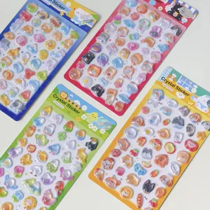 Cute 3d crystal stickers colorful cartoon cute animal resin stickers for phone case decor