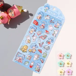 Grazioso foglio di adesivi impermeabili in PVC Nekoni per diario e decorazione telefono.