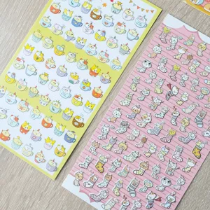 Cute cat and dog decorative stickers kawaii stationery journaling sticker sets 2pcs